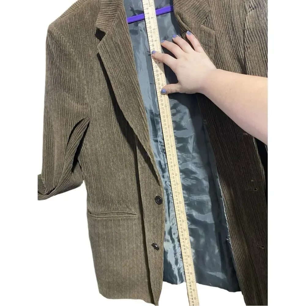 Cordovan & Grey brown corduroy sport coat blazer suit jacket 42 long